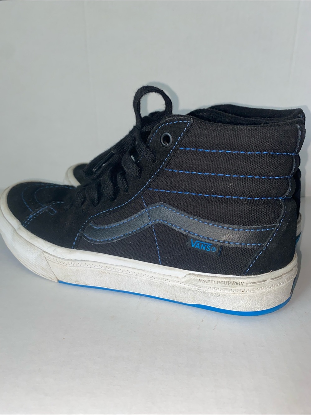 Vans Black Sk8-Hi High-Top Sneakers with Blue Accents